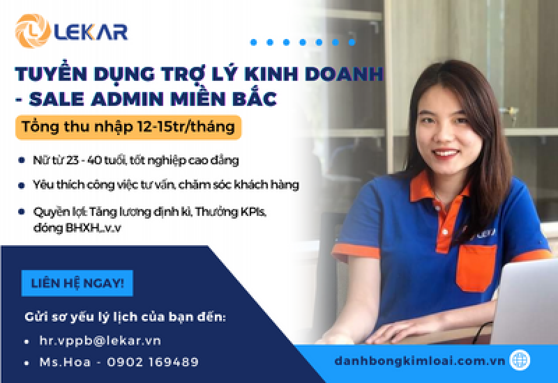 Tuyển dụng nhân viên hỗ trợ kinh doanh - Sale Admin tại Hà Nội - LEKAR GROUP 