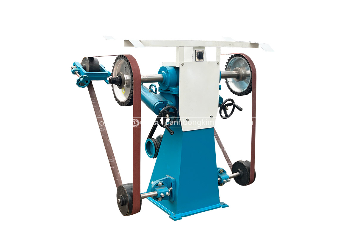Image of a belt grinding machine using fine sandpaper for metal polishing