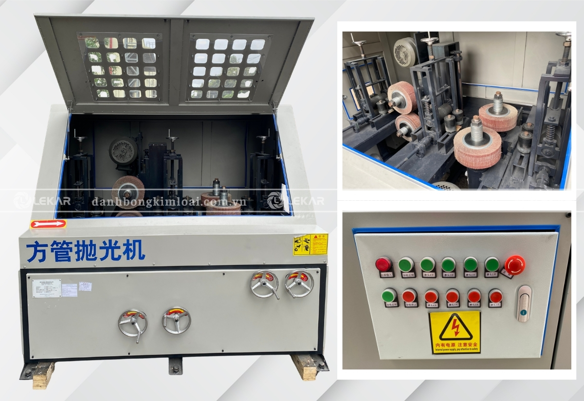 máy đánh bóng ống vuông thẳng 4 đầu mài