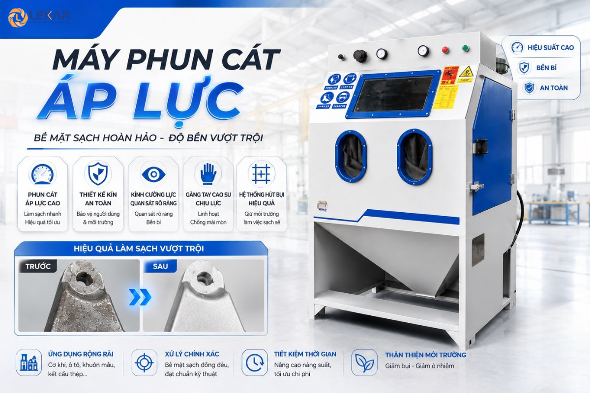 Máy phun cát áp lực: cấu tạo, nguyên lý hoạt động và ứng dụng?