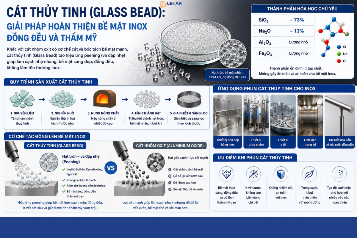 Phun cát inox: chọn hạt mài nào để không nhiễm sắt và không làm xám bề mặt