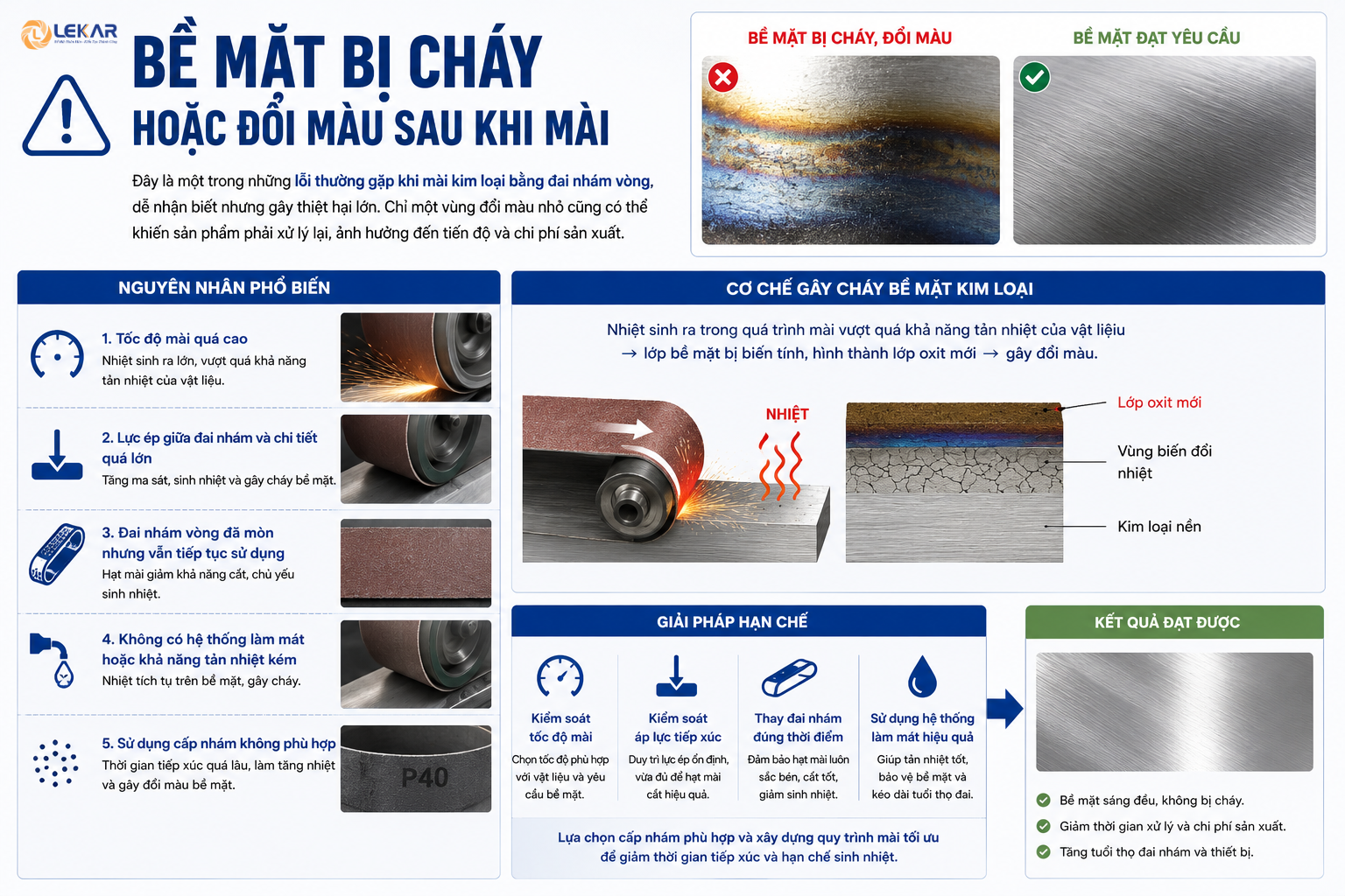 Các lỗi thường gặp khi mài kim loại bằng đai nhám vòng