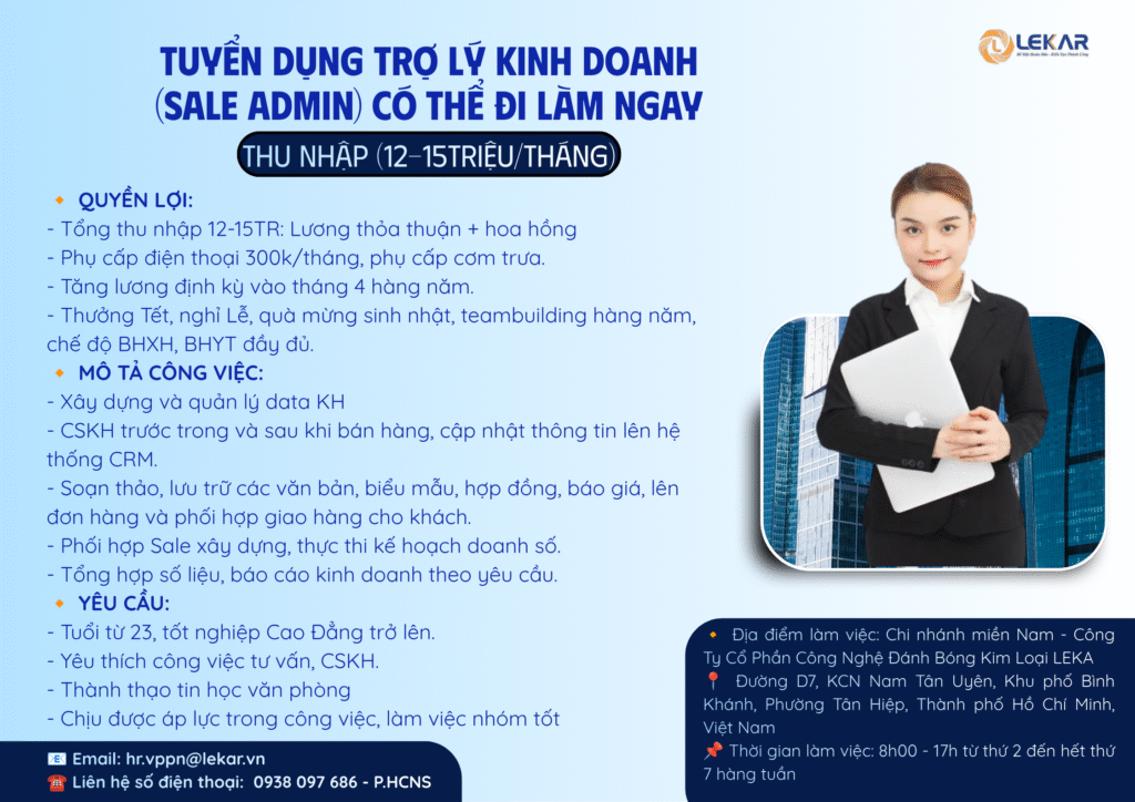 Tuyển dụng Trợ lý kinh doanh